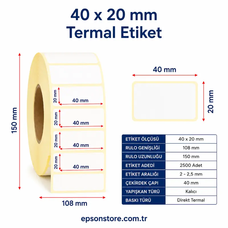 40x20mm-termal barkod etiketi2cm4cm-2040 1000Lİ
